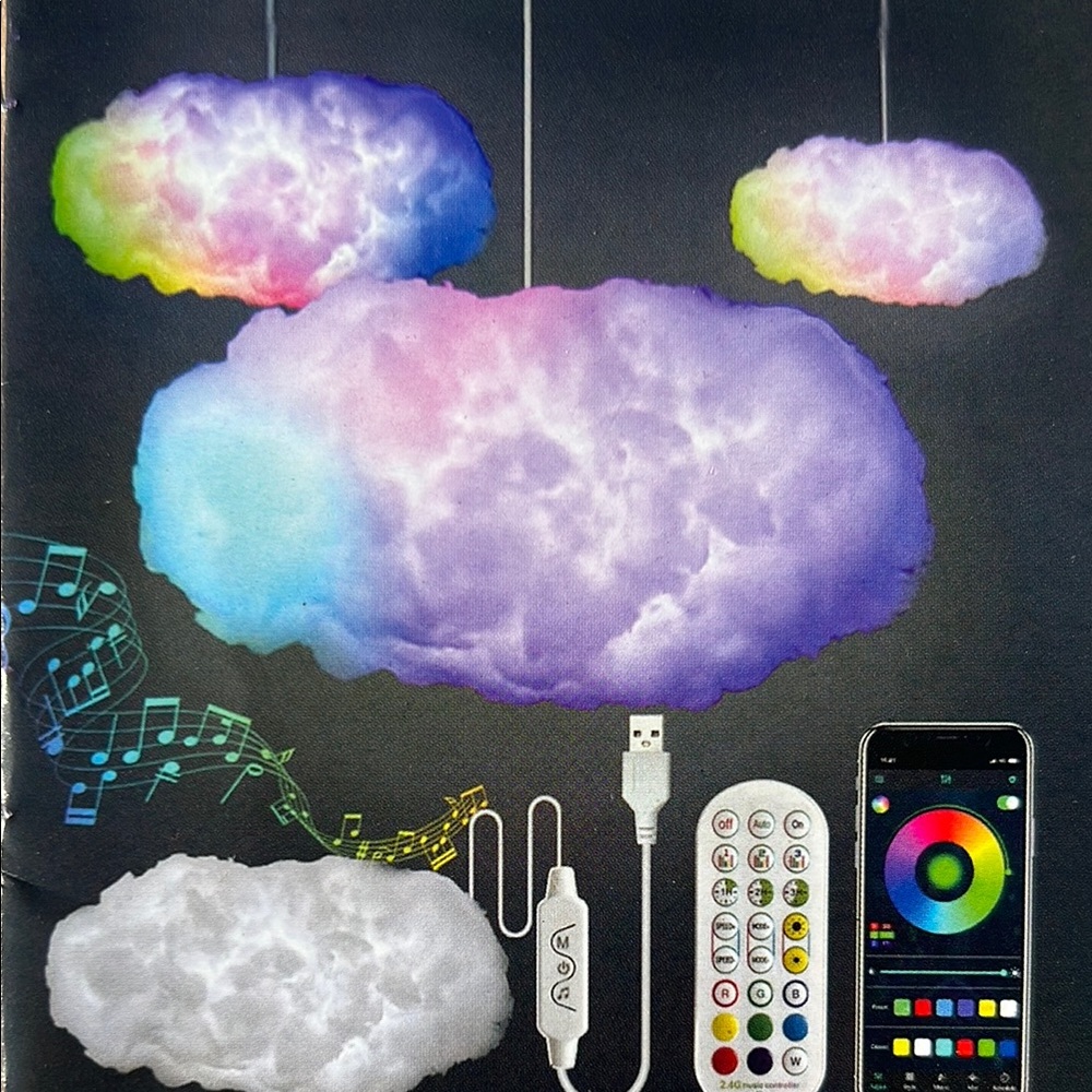 Colorful Cloud LED Ceiling Light with Remote